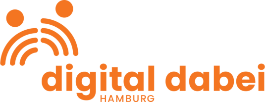 Das Logo des Projekts Digital Dabei in Orange auf weißem Hintergrund